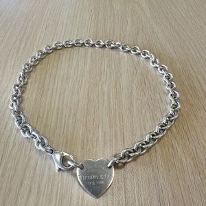 Tiffany Heart Tag Chain link choker, Silver